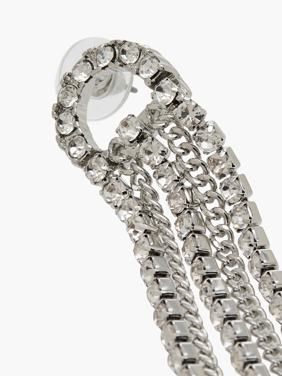 Silver Tone Tassel Earrings with Pushback Closure