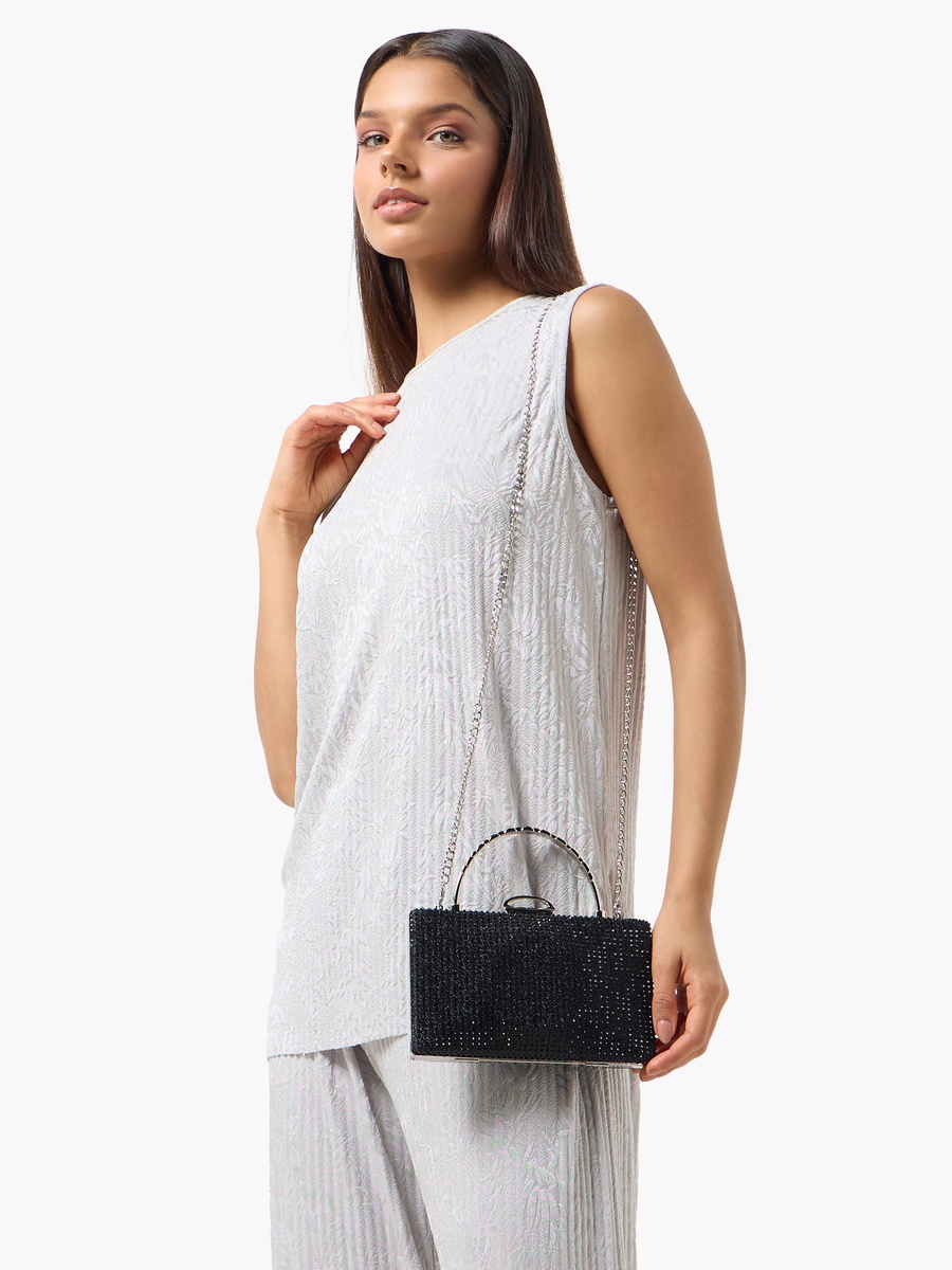 Embellished Clutch with Detachable Chain Strap
