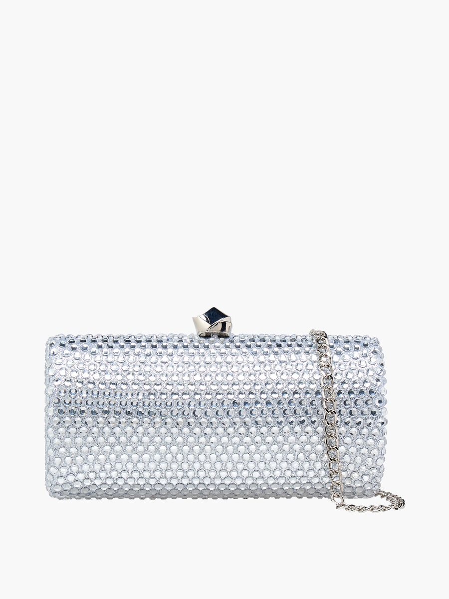 Embellished Clutch with Detachable Chain Strap