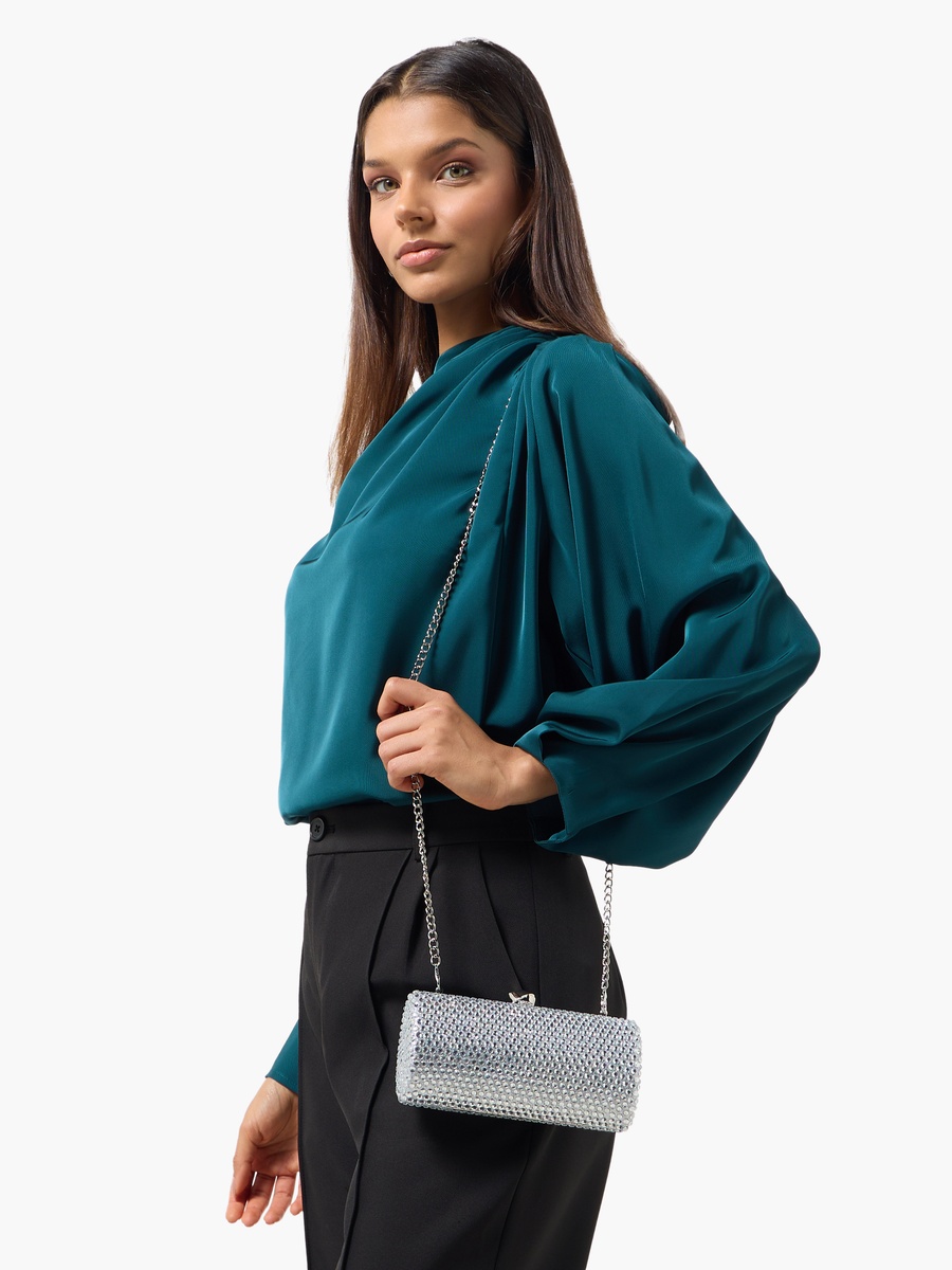 Embellished Clutch with Detachable Chain Strap