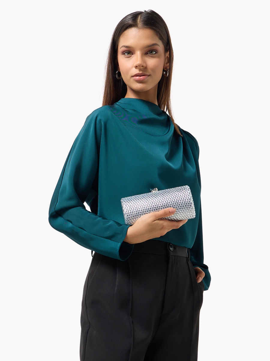 Embellished Clutch with Detachable Chain Strap