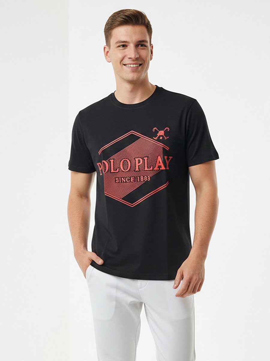 Men Graphic Logo Crew Neck T-Shirt 