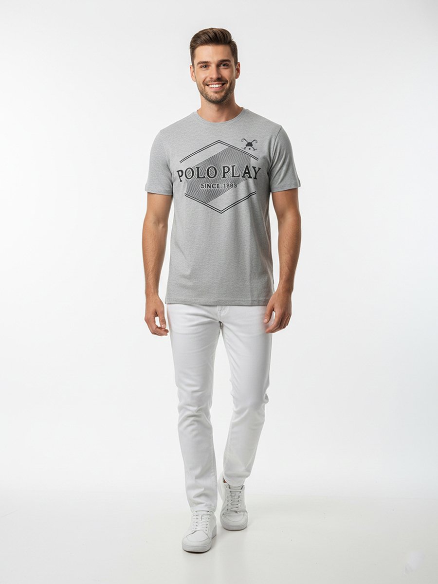 Men Graphic Logo Crew Neck T-Shirt 