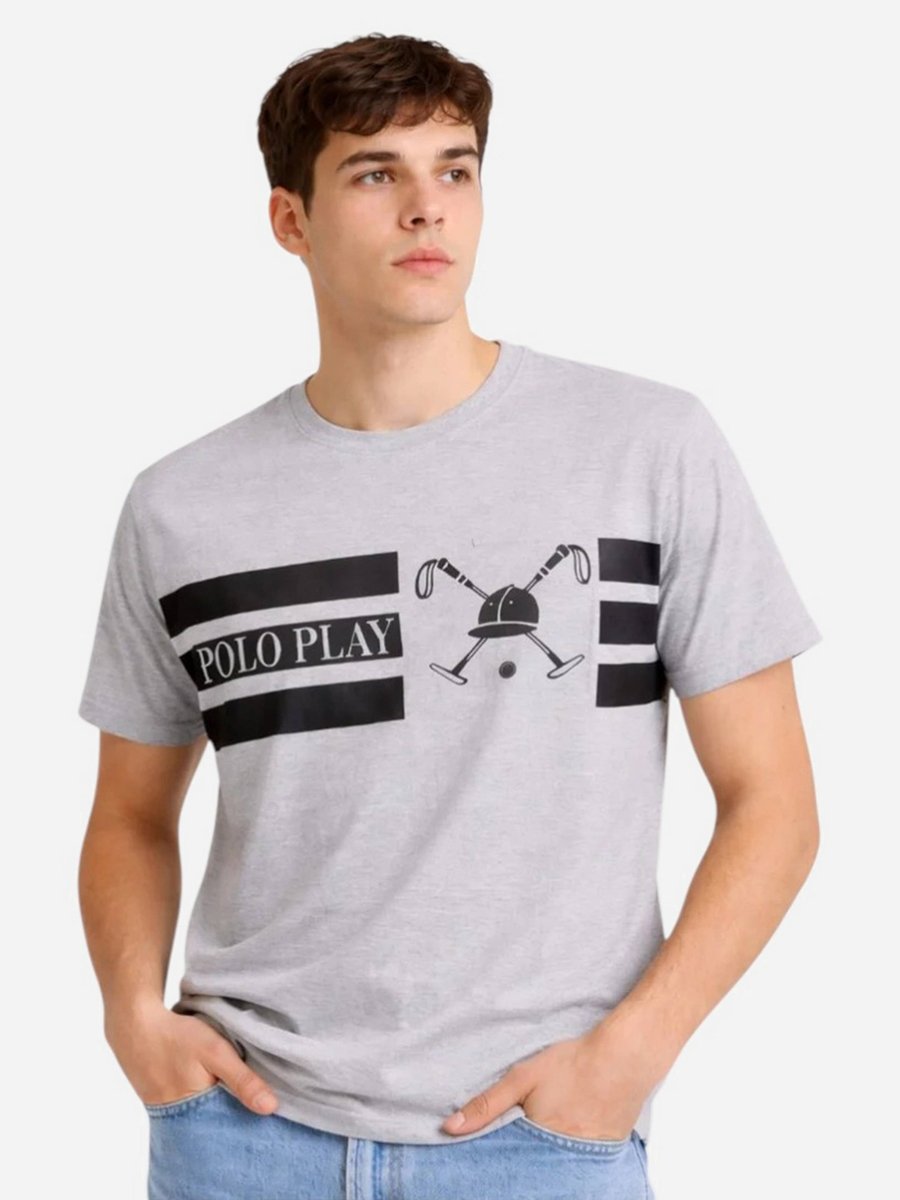 تيشيرت بياقة دائرية وشعار جرافيك للرجال