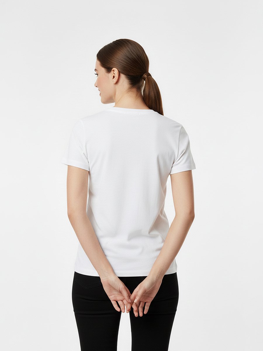 White Logo Print Short Sleeves T-Shirt