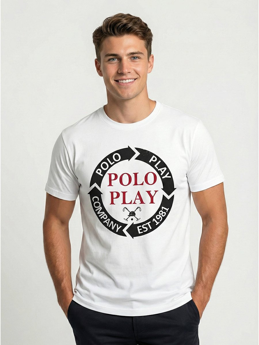 Men Graphic Logo Crew Neck T-Shirt 