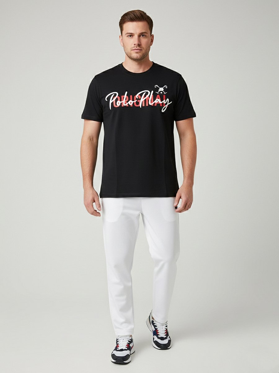 Men Graphic Logo Crew Neck T-Shirt 