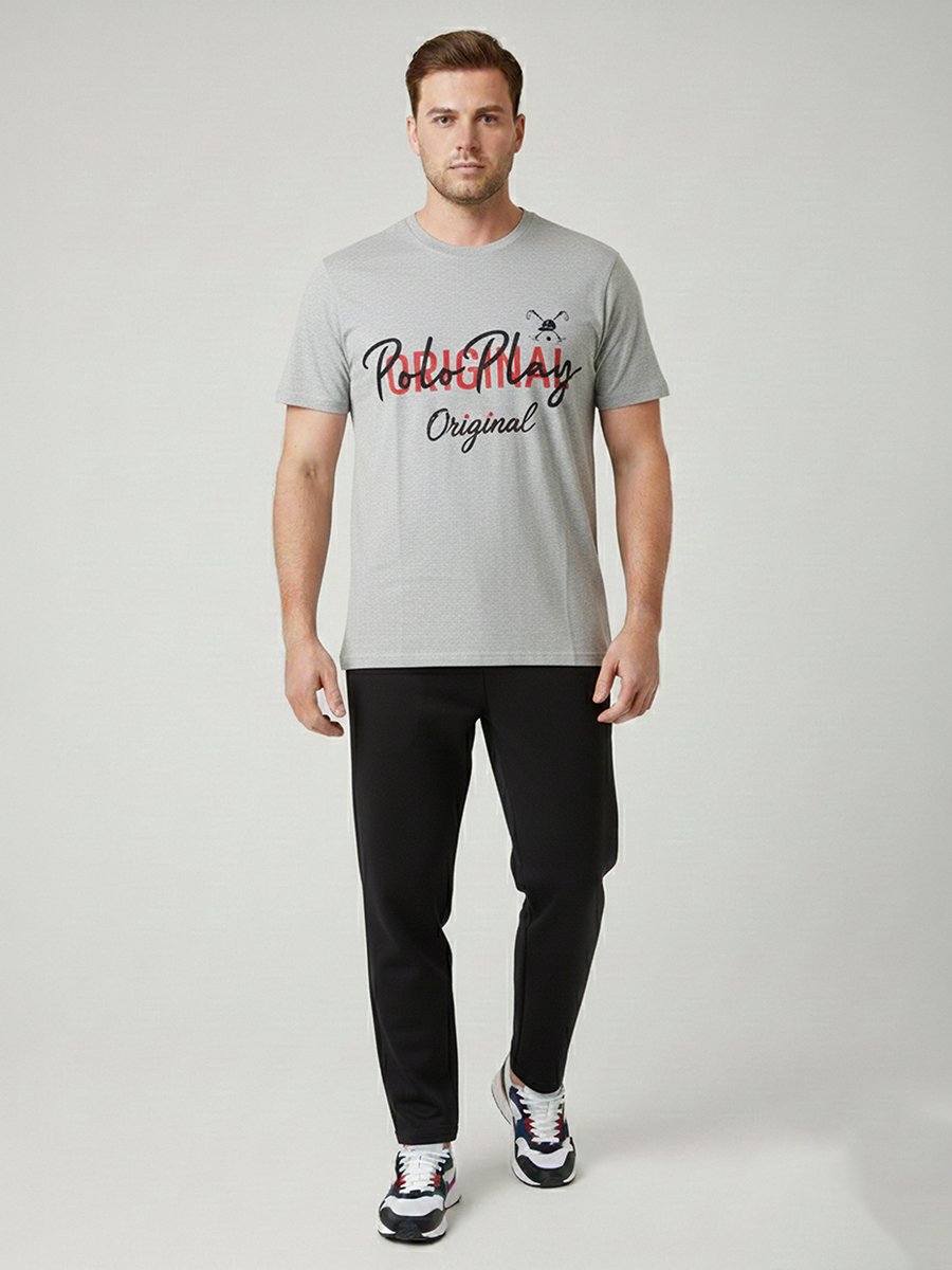 Men Graphic Logo Crew Neck T-Shirt 