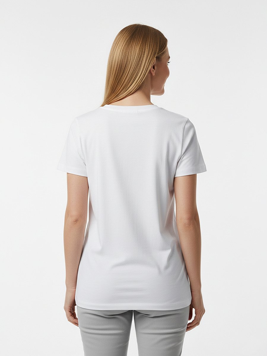 White Logo Print Short Sleeves T-Shirt