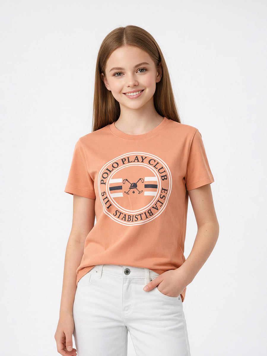 Teen Girls Logo Print Cotton T-Shirt