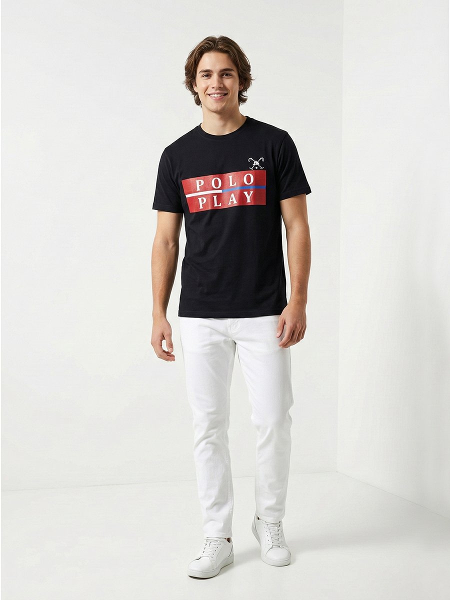 Men Graphic Logo Crew Neck T-Shirt 