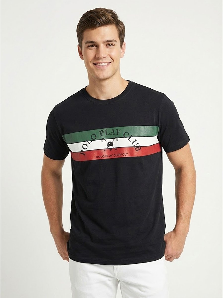 Men Graphic Logo Crew Neck T-Shirt 