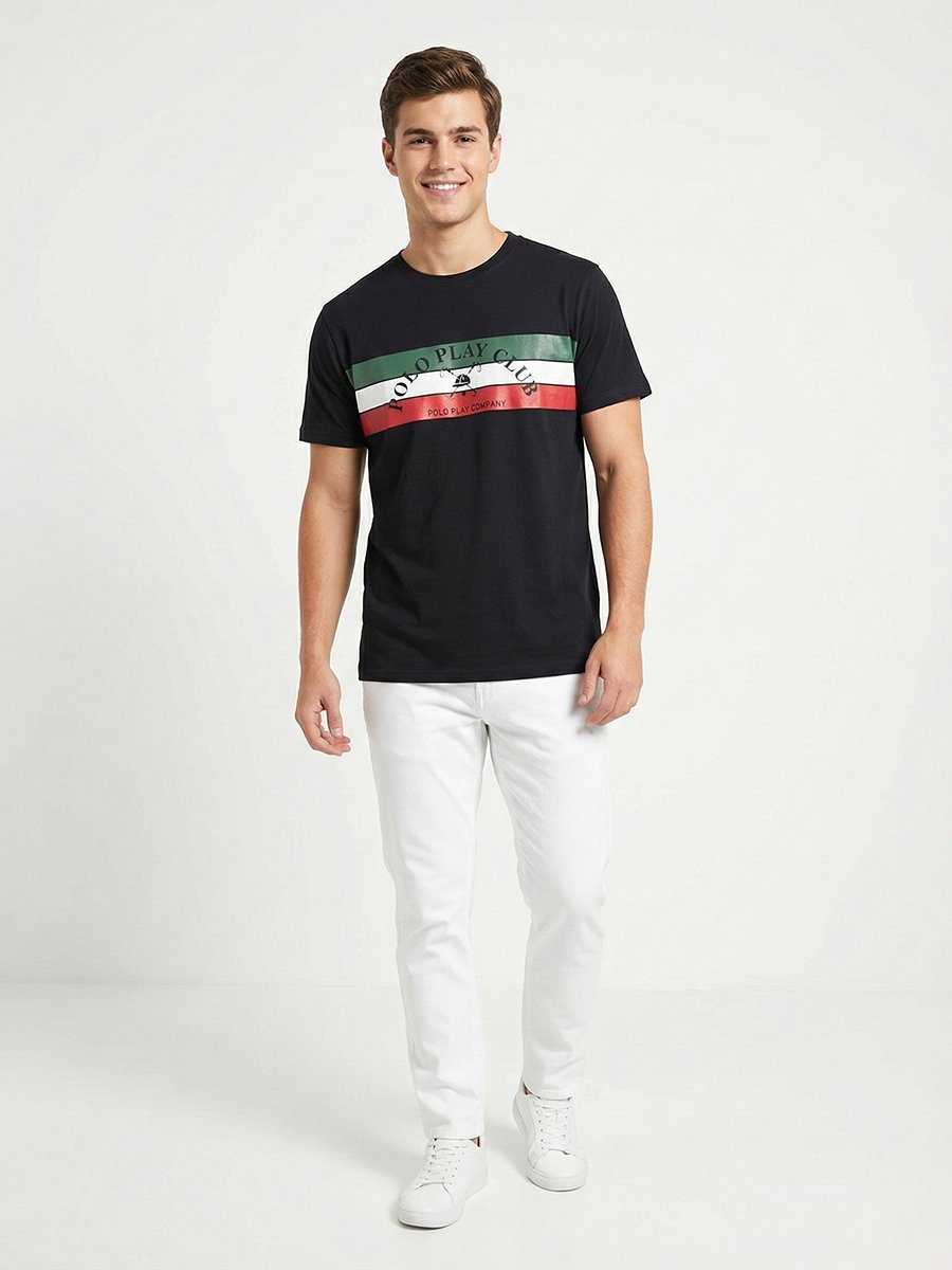 Men Graphic Logo Crew Neck T-Shirt 