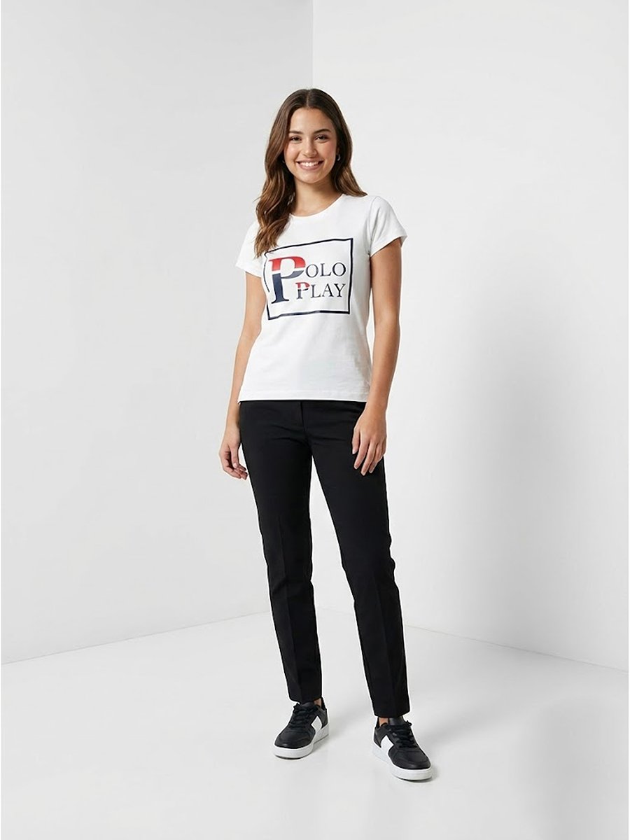 White Logo Print Short Sleeves T-Shirt