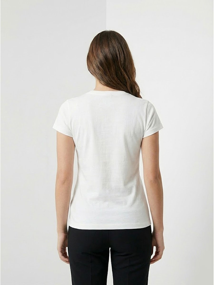 White Logo Print Short Sleeves T-Shirt