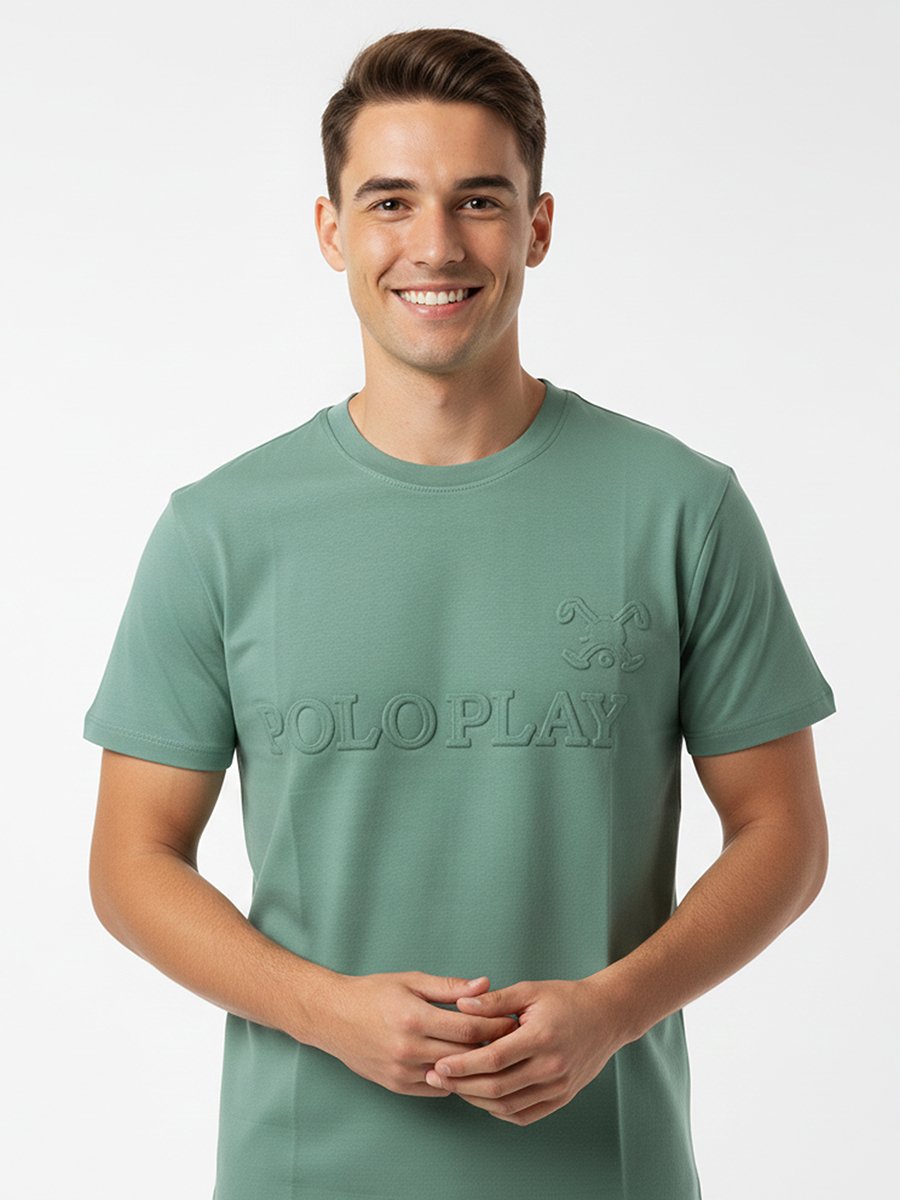 Men Embossed Logo Crew Neck T-Shirt 