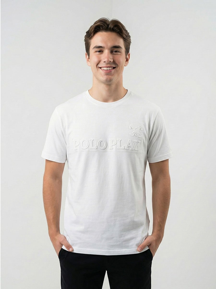 Men Embossed Logo Crew Neck T-Shirt 