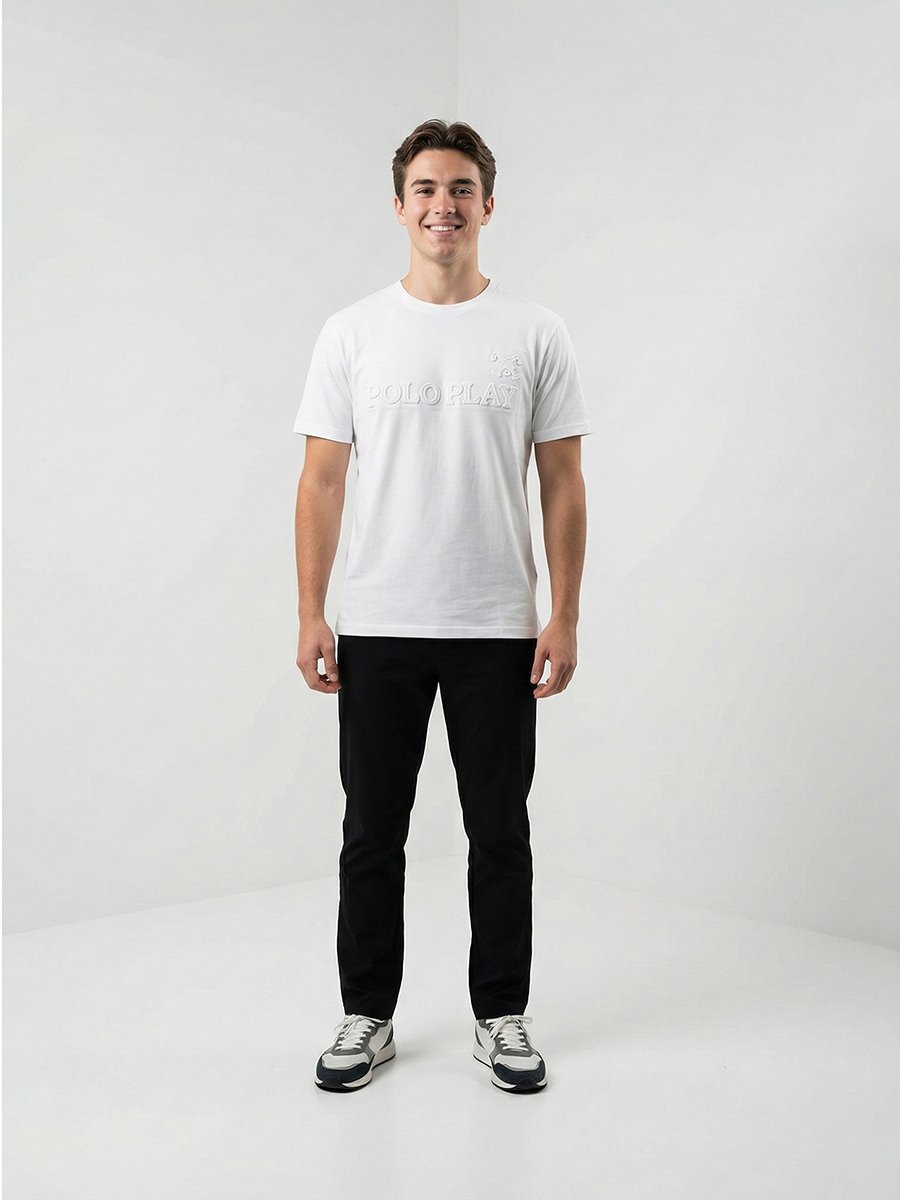 Men Embossed Logo Crew Neck T-Shirt 