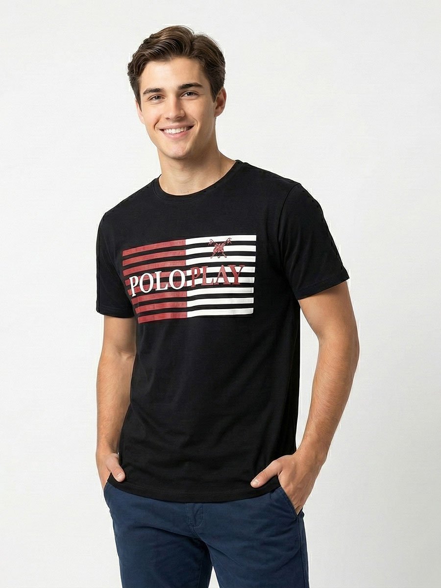 Men Graphic Logo Crew Neck T-Shirt 
