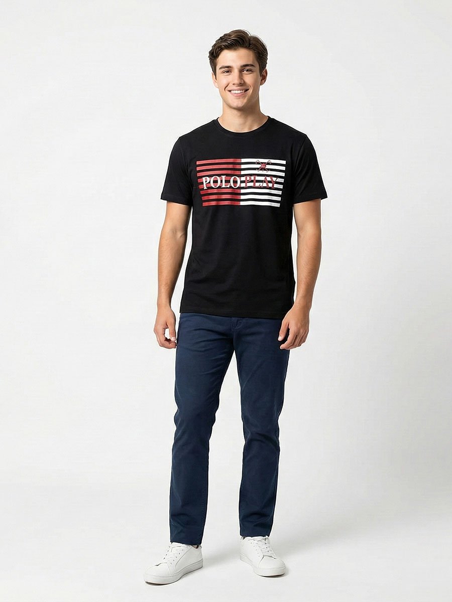 Men Graphic Logo Crew Neck T-Shirt 