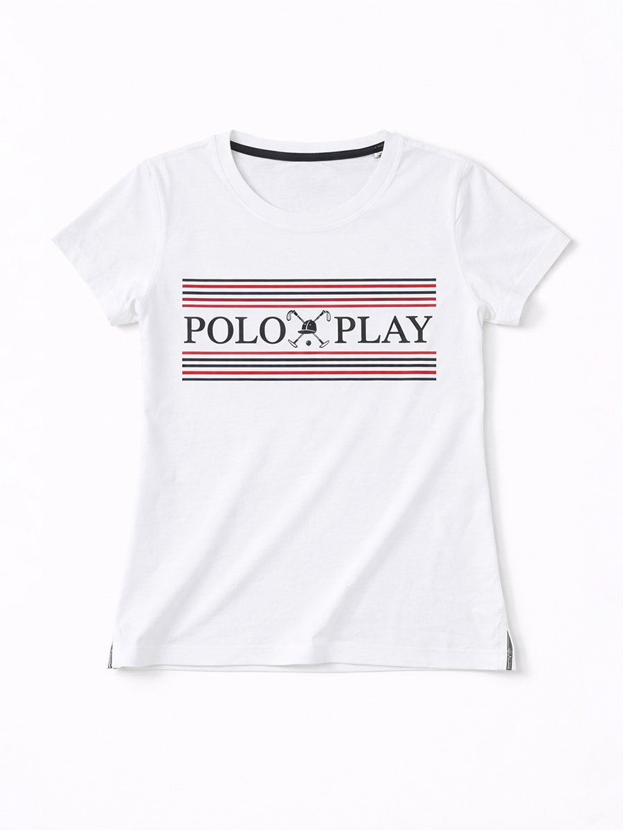 White Logo Print Short Sleeves T-Shirt
