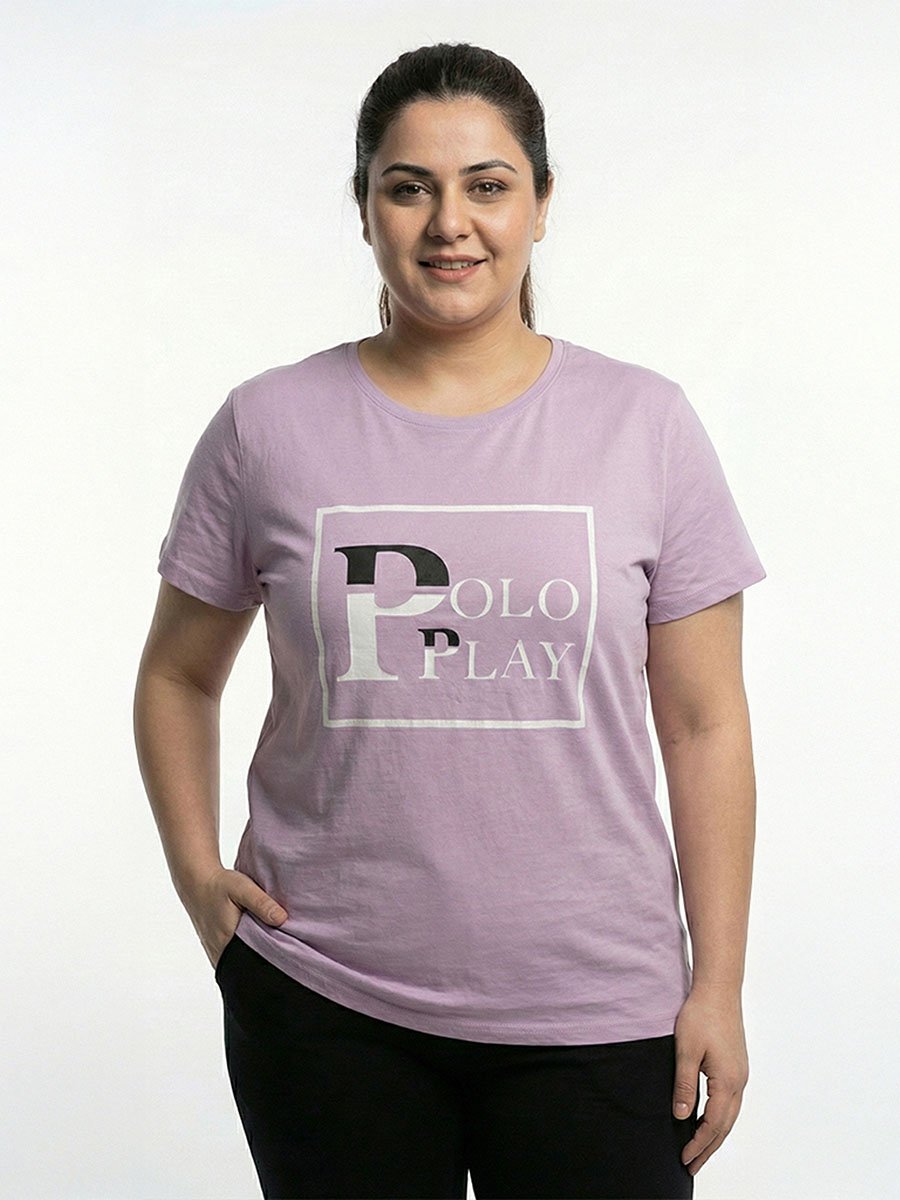 Lilac Logo Print Crew Neck T-Shirt