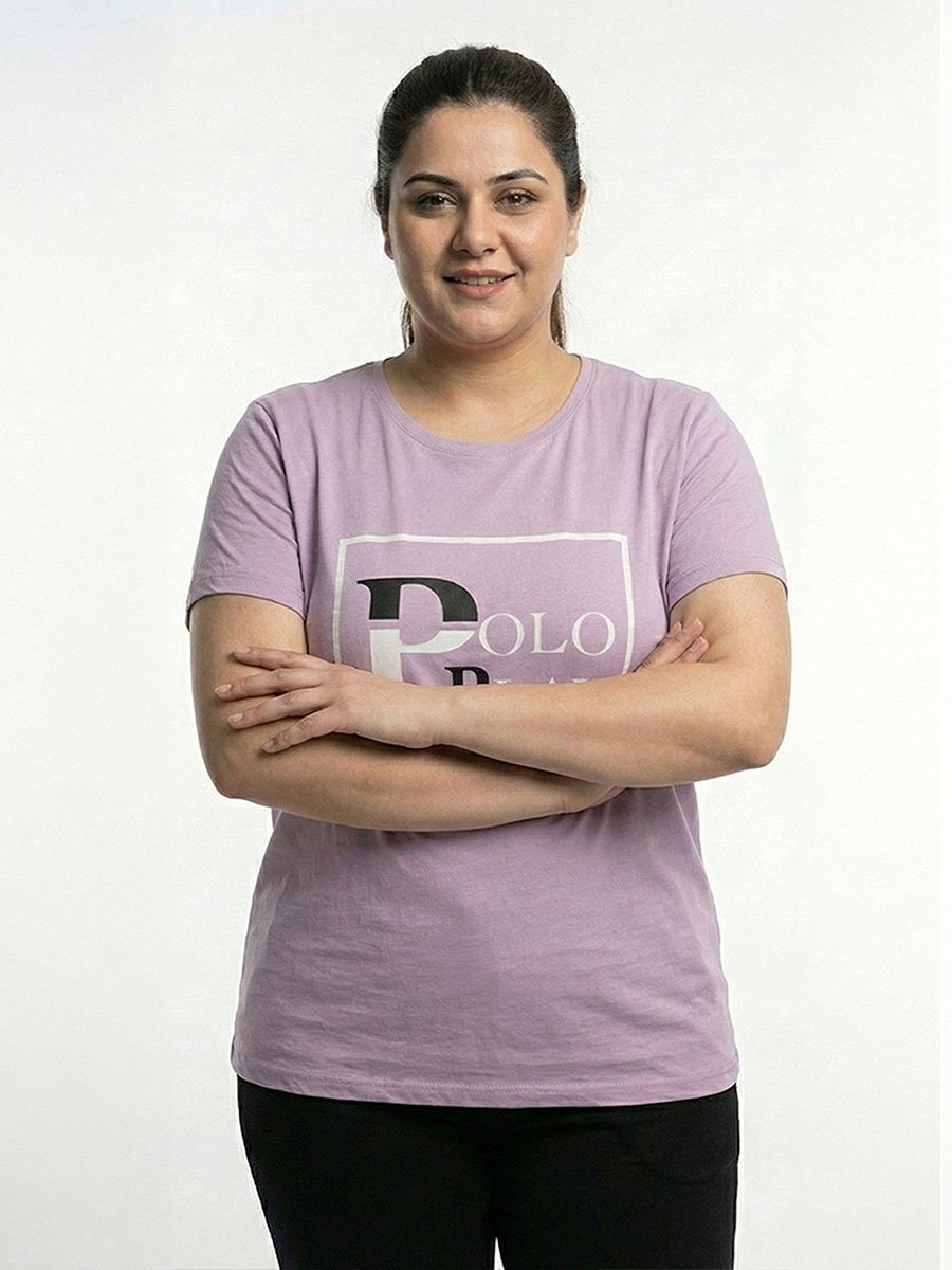 Lilac Logo Print Crew Neck T-Shirt