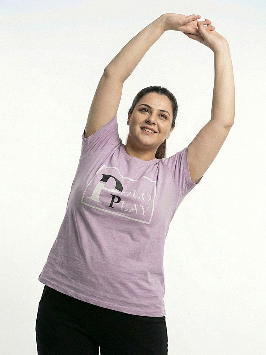 Lilac Logo Print Crew Neck T-Shirt