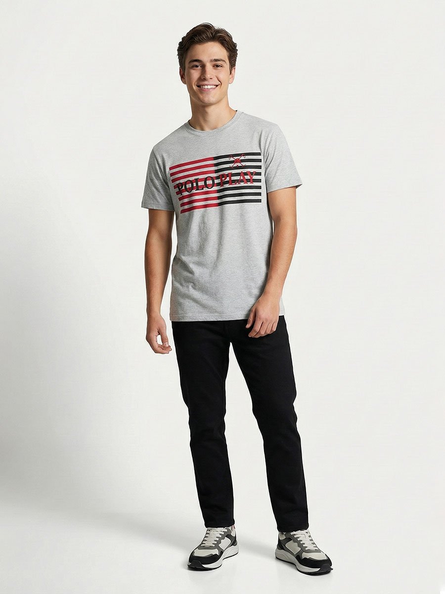 Men Graphic Logo Crew Neck T-Shirt 