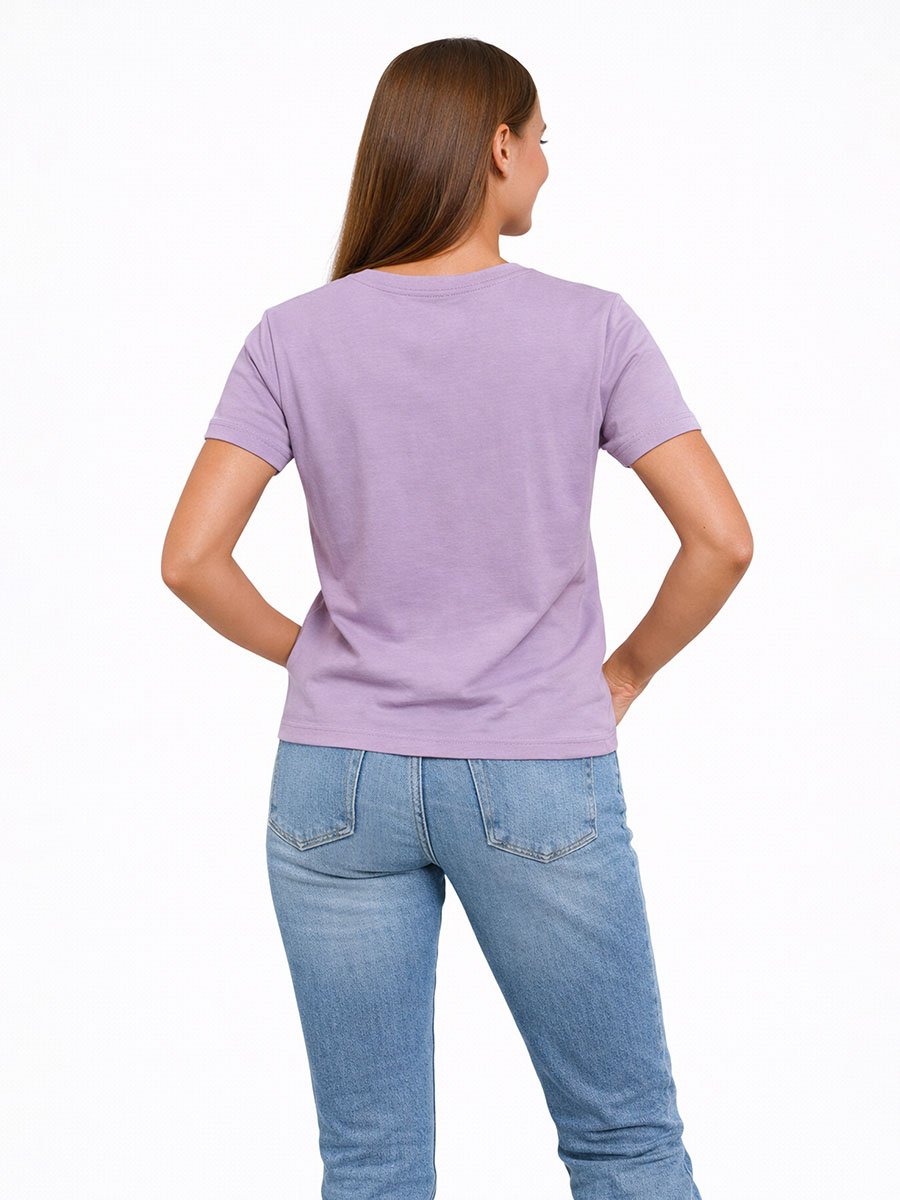 Lilac Logo Print Crew Neck T-Shirt