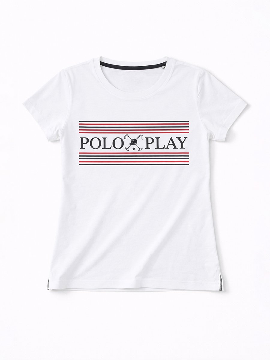 White Logo Print Short Sleeves T-Shirt