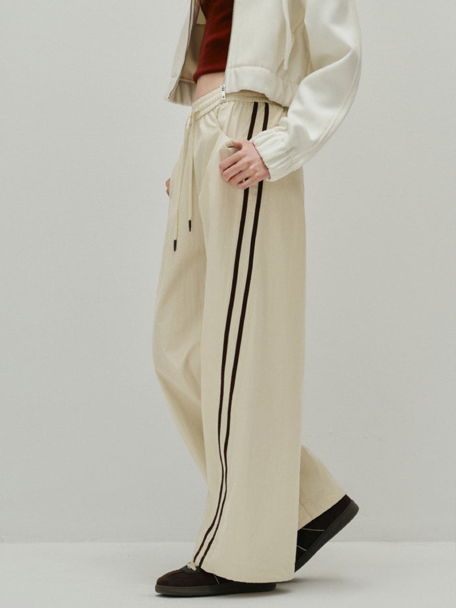 Straight Leg Track Pants with Side Stripes
