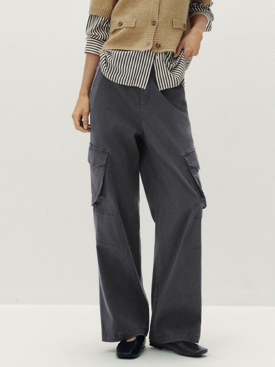 Solid Cargo Pants