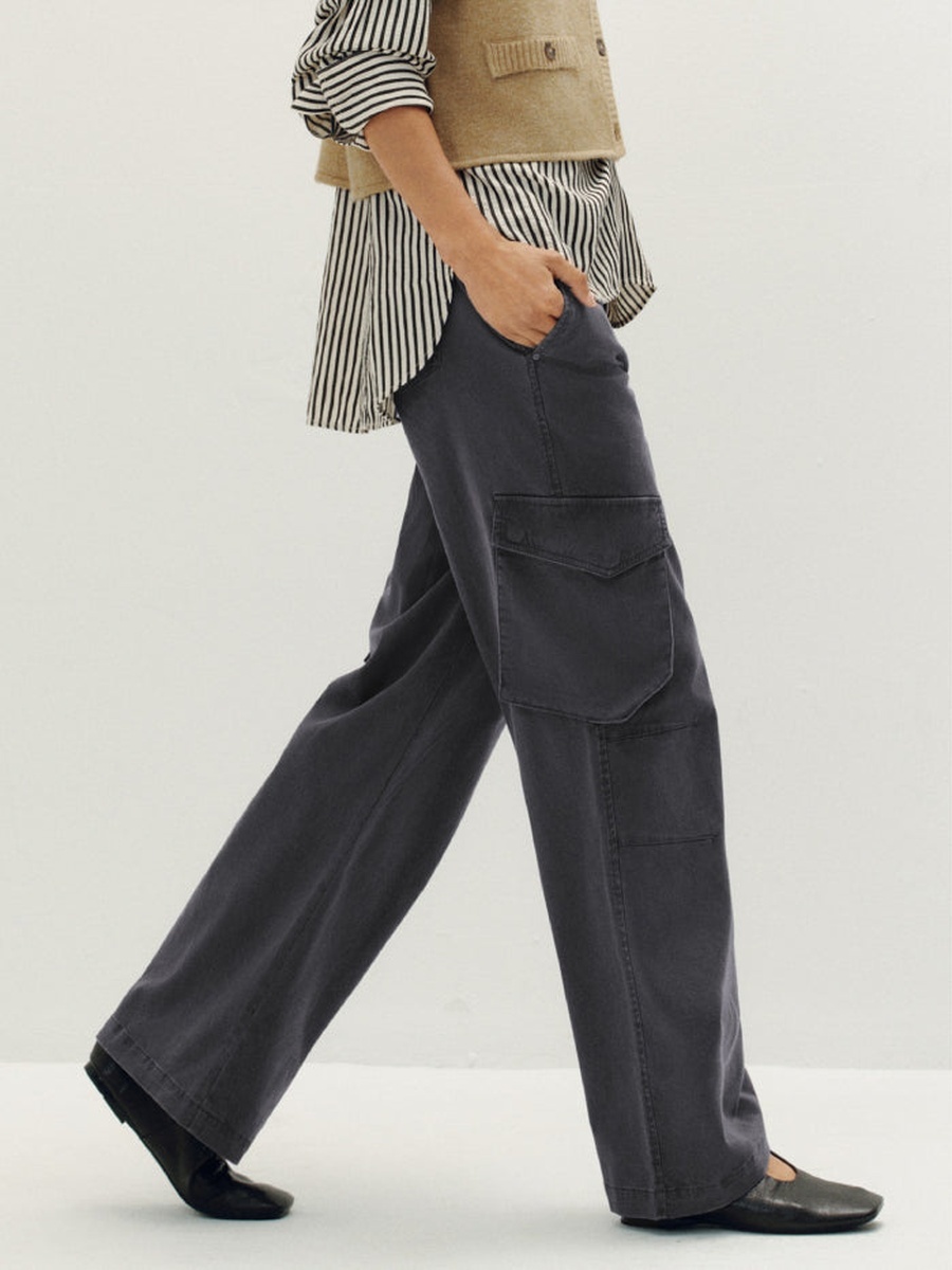 Solid Cargo Pants