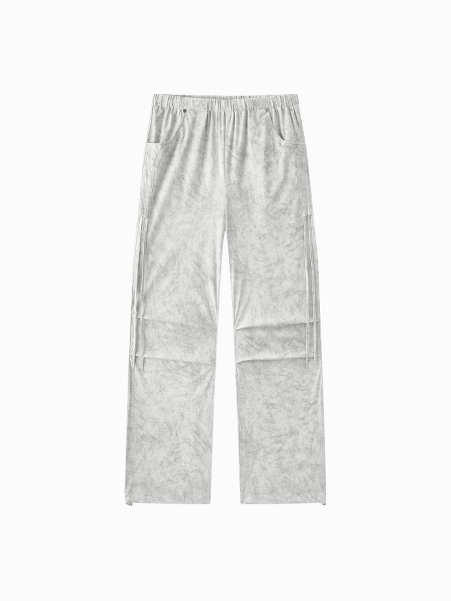 Tie and Dye Printed Pants with Side Straps and Elastic Waist