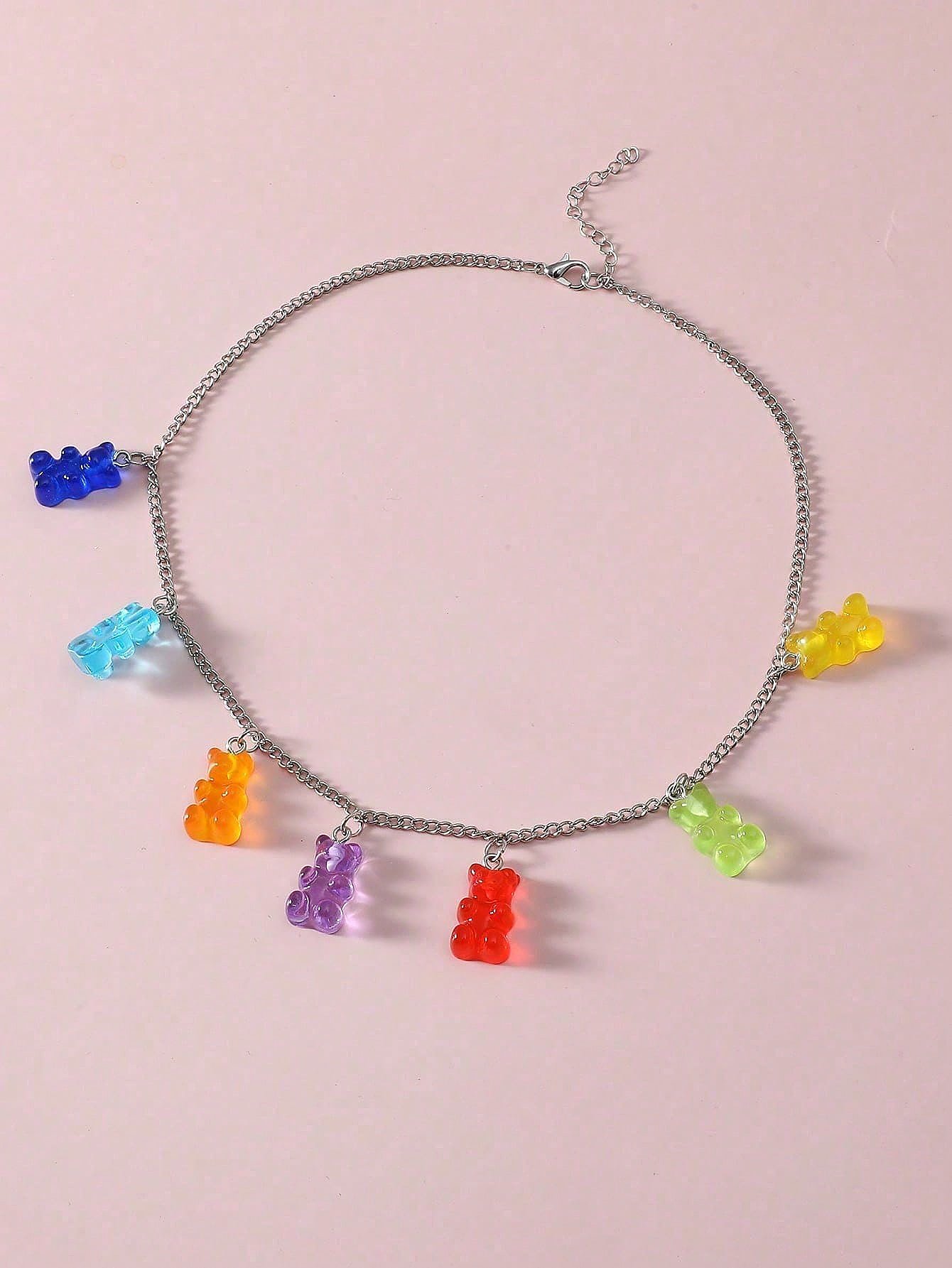 Resin Bear Charm Necklace