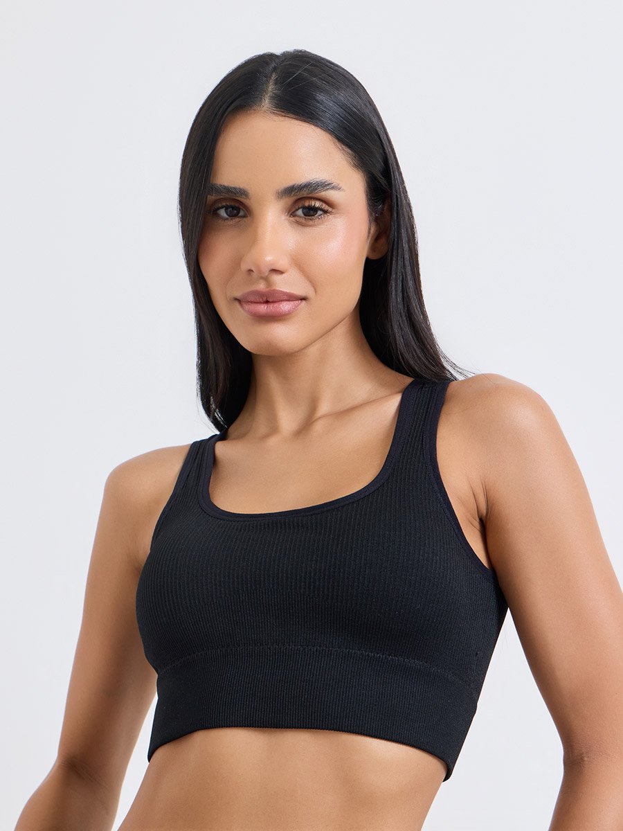 Pack of 2 - Rib Seamless Crop Top With Wide Underband