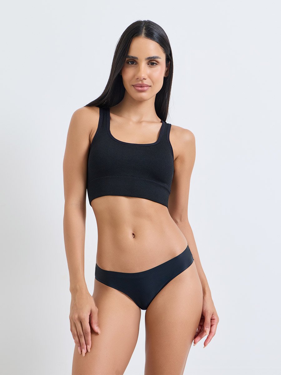 Pack of 2 - Rib Seamless Crop Top With Wide Underband