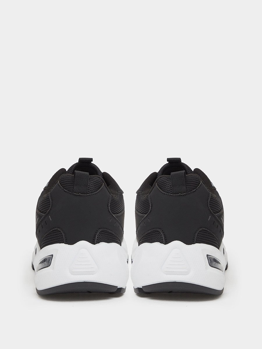 Black Printed Panel Sporty Sneakers