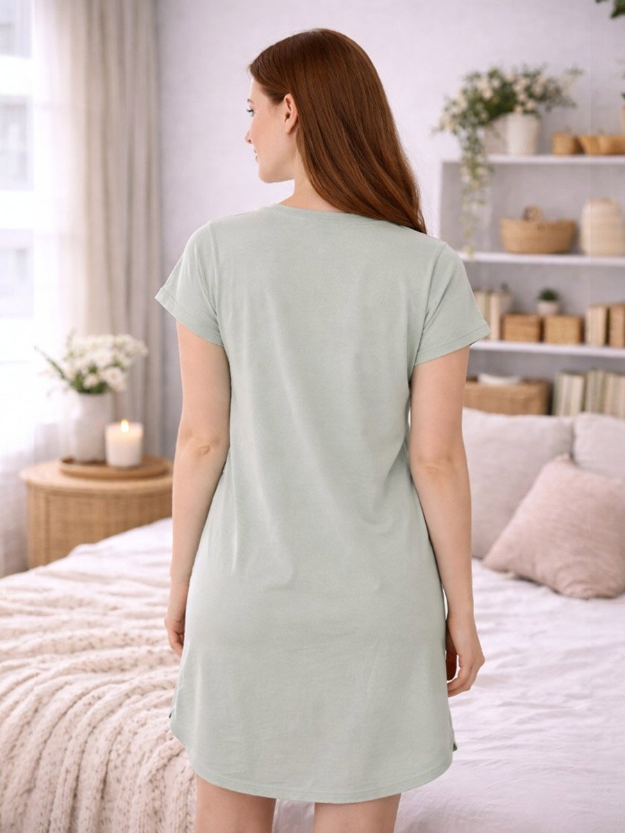Blue Graphic Print Sleep T-Shirt Dress