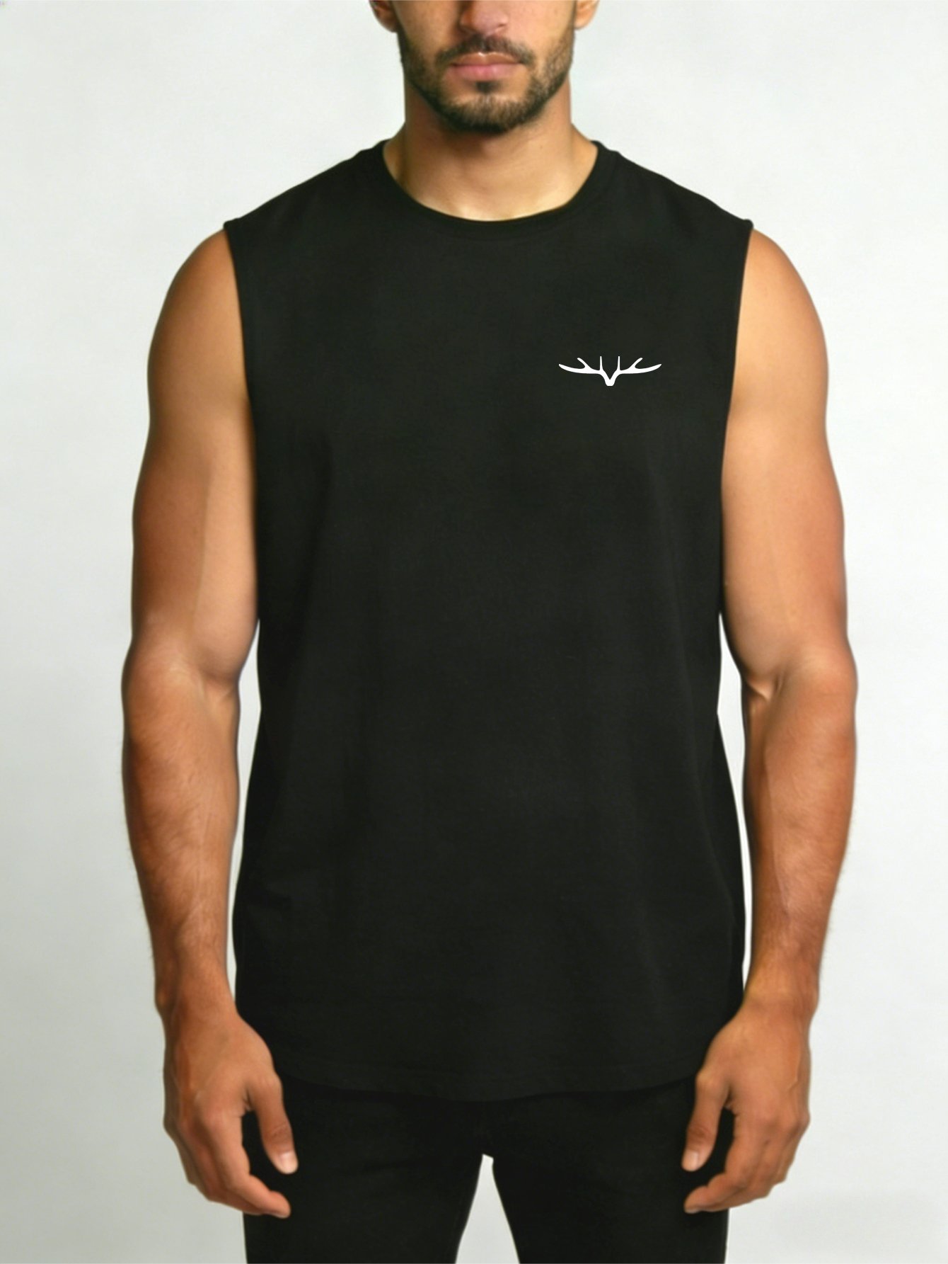Men Black Graphic Print Tank Top