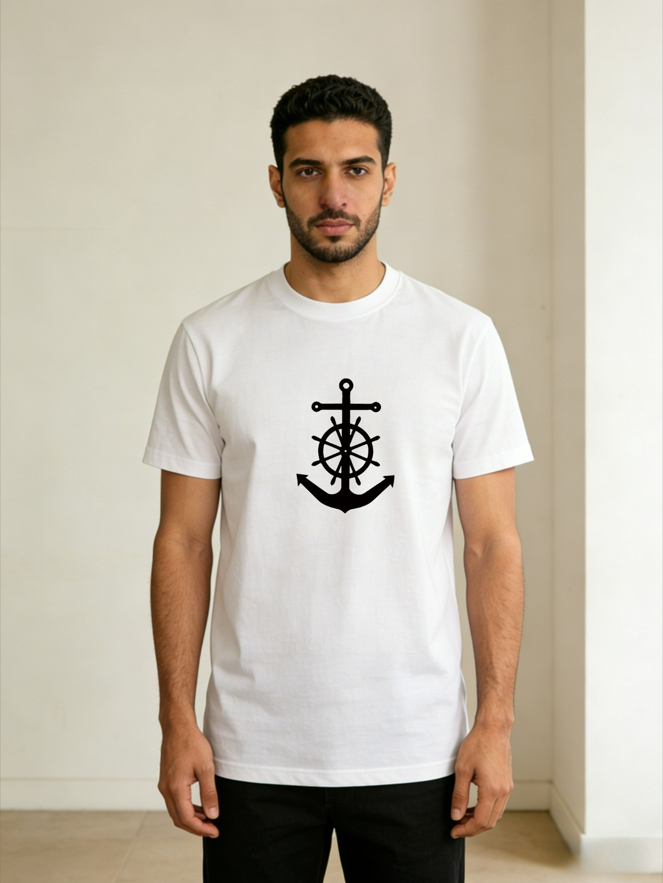 Men White Graphic Print Short Sleeve T-Shirt