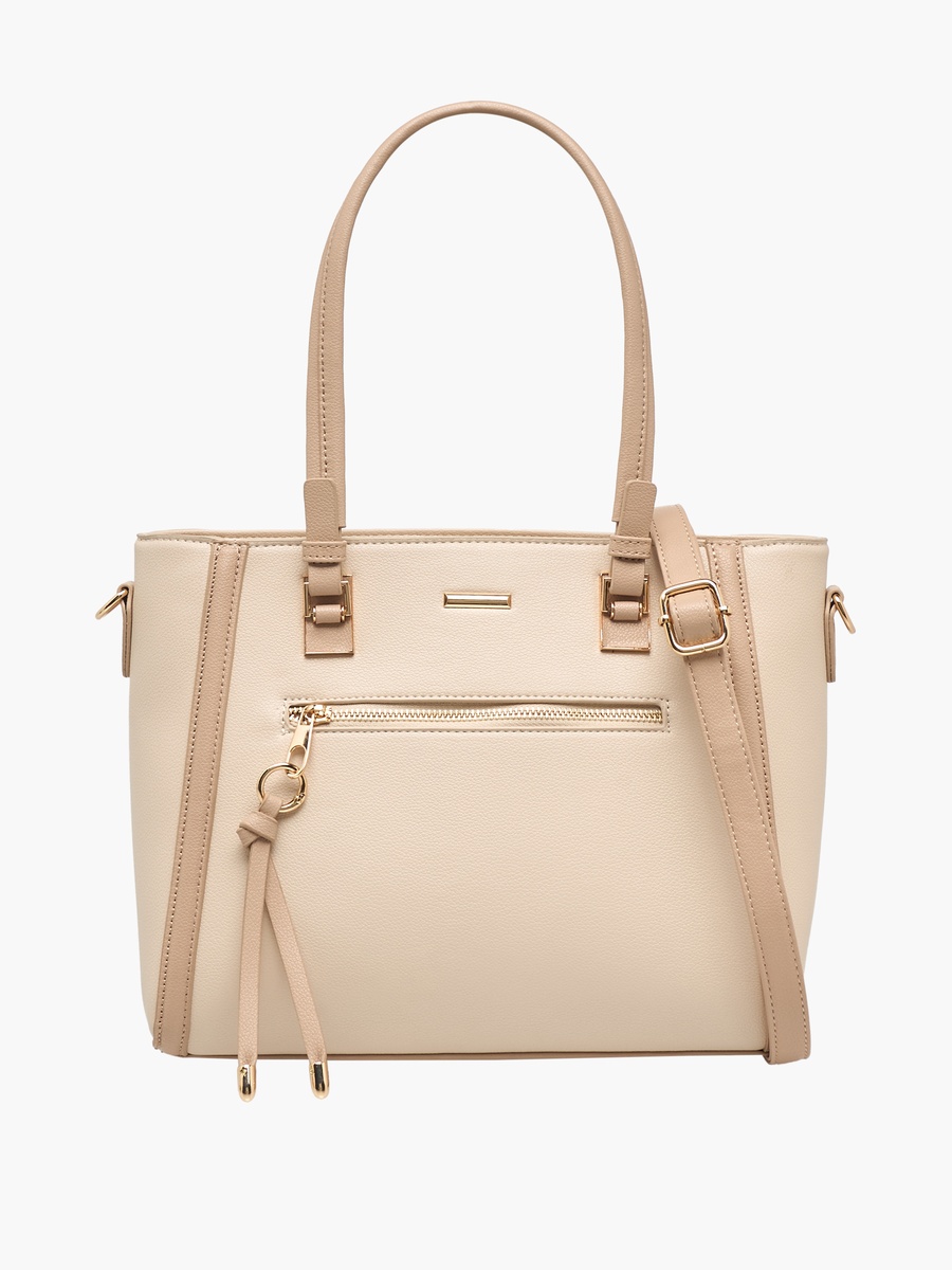 Textured Tote Bag with Detachable Strap