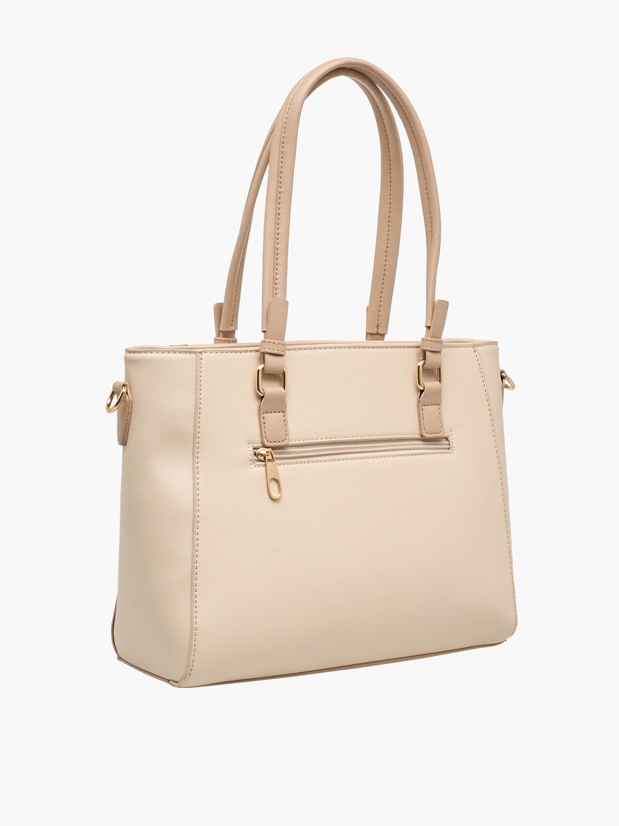 Textured Tote Bag with Detachable Strap