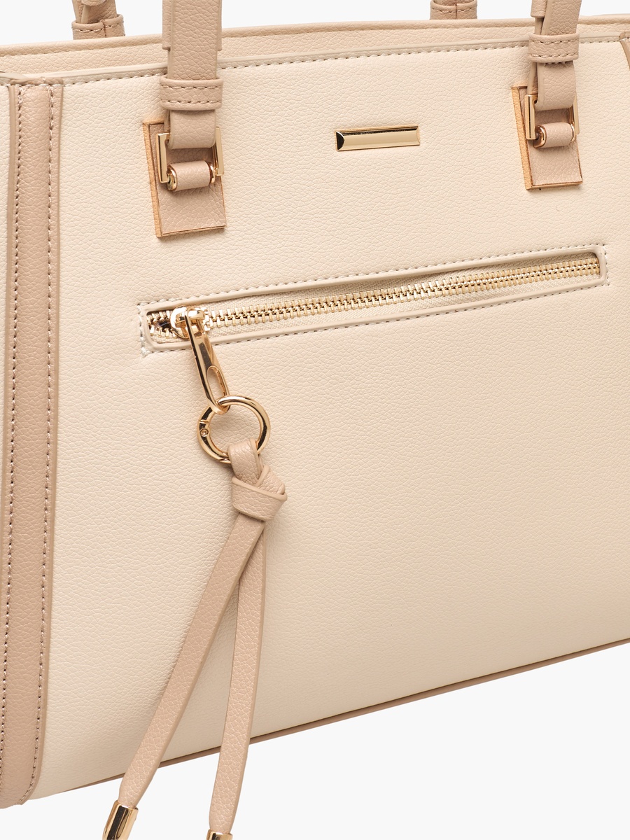 Textured Tote Bag with Detachable Strap