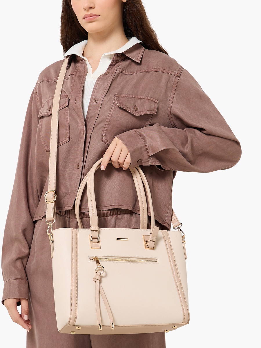 Textured Tote Bag with Detachable Strap