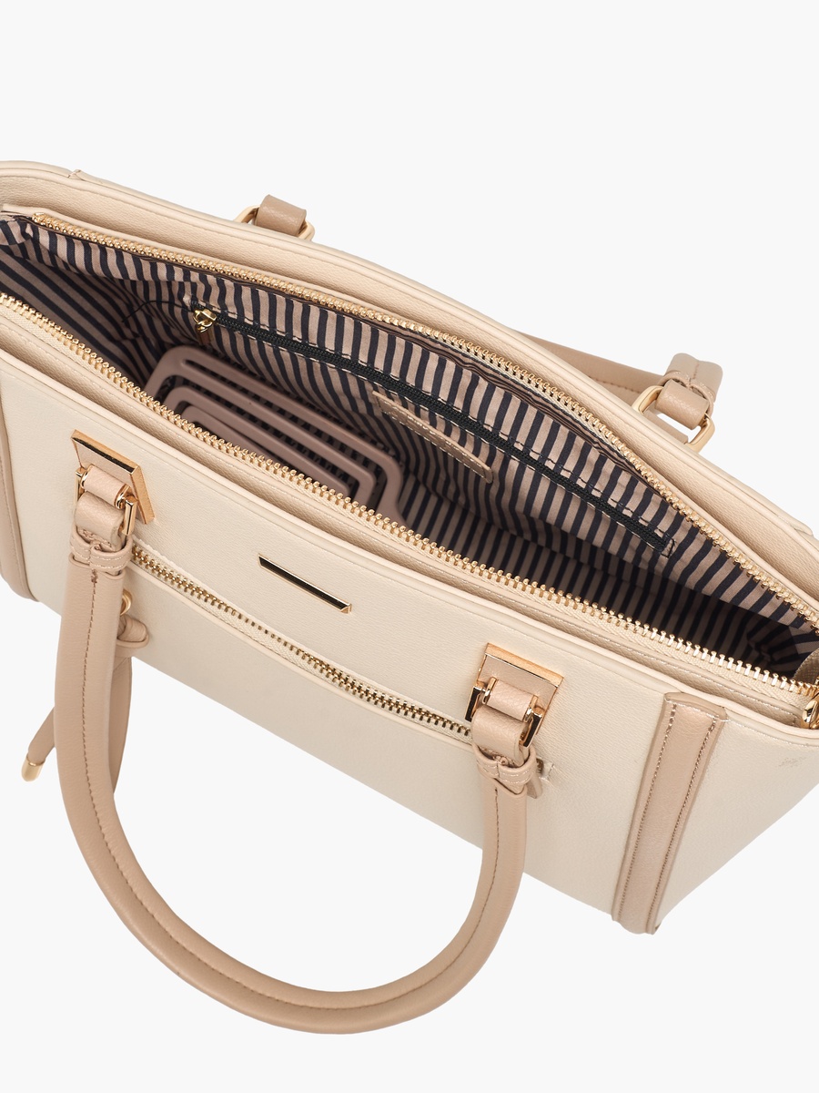 Textured Tote Bag with Detachable Strap