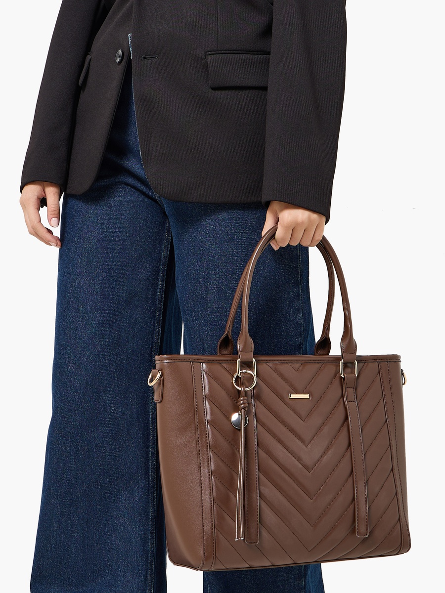 Quilted Tote Bag with Detachable Strap