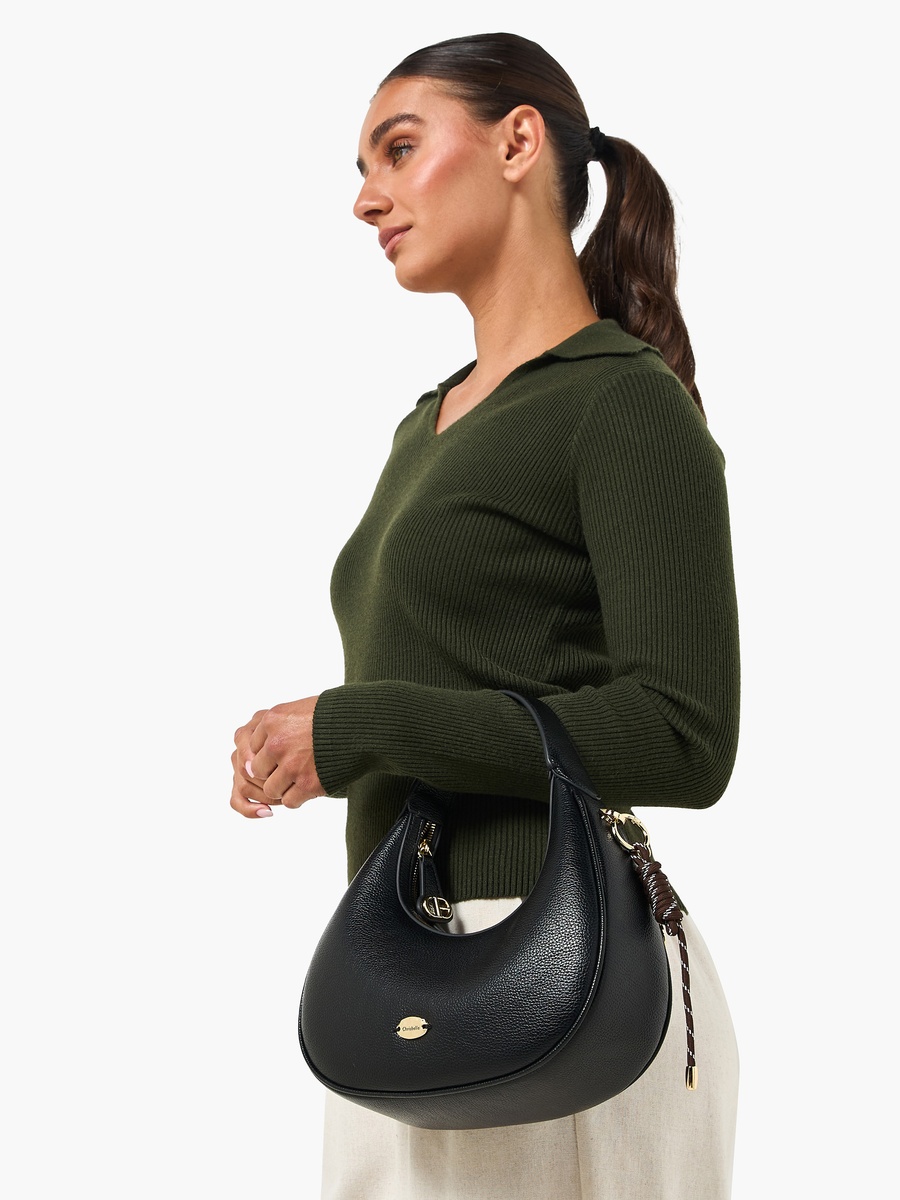 Solid Baguette Bag with Coin Purse
