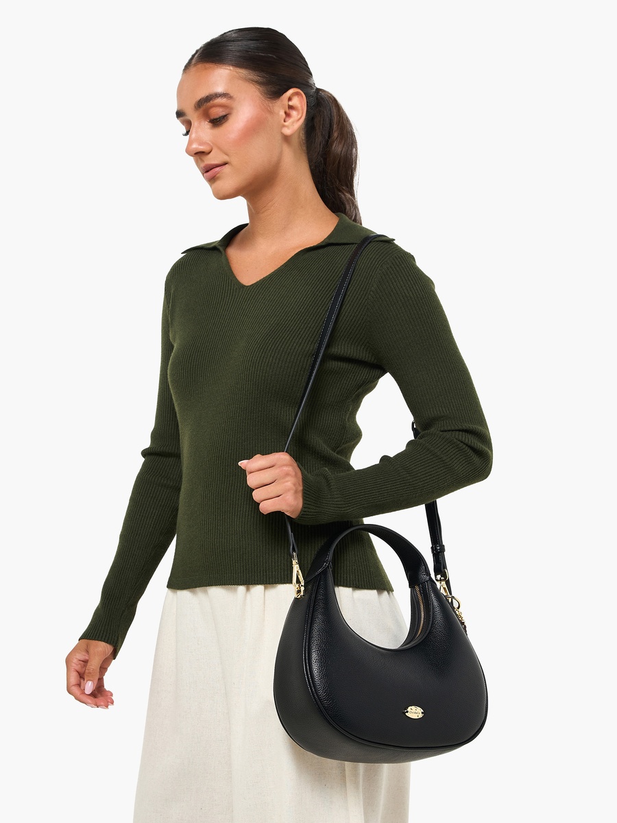 Solid Baguette Bag with Coin Purse